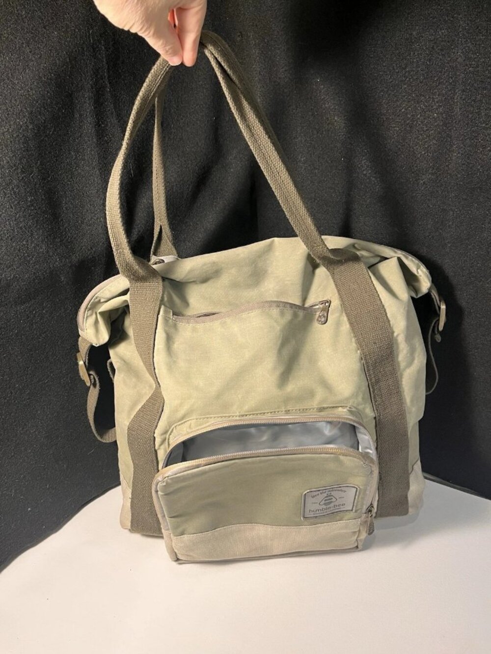 Humble Bee Canvas Baby Backpack Diaper Bag Green